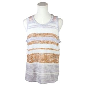 Splendid Artisanal Knit Tank Top XL Striped Marled Cotton Blend Sleeveless Shirt